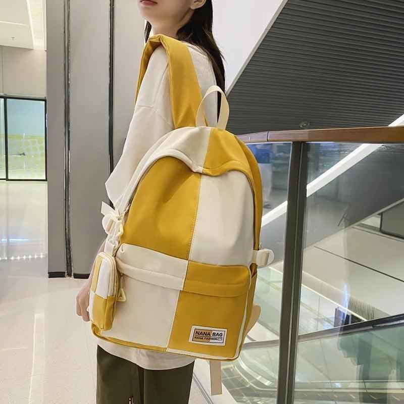 B3110 Cool Backpack - Fashion College School Bag - Grid Pattern - Touchy Style