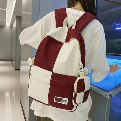 B3110 Cool Backpack - Fashion College School Bag - Grid Pattern - Touchy Style