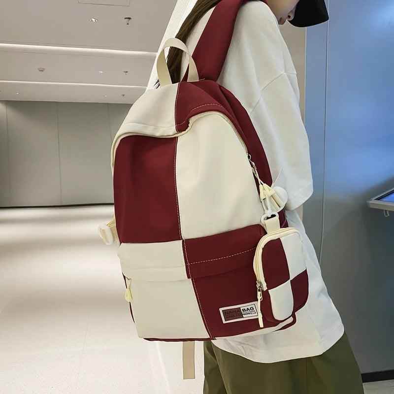 B3110 Cool Backpack - Fashion College School Bag - Grid Pattern - Touchy Style