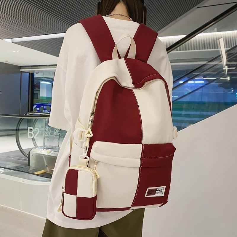 B3110 Cool Backpack - Fashion College School Bag - Grid Pattern - Touchy Style