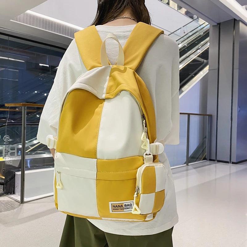 B3110 Cool Backpack - Fashion College School Bag - Grid Pattern - Touchy Style