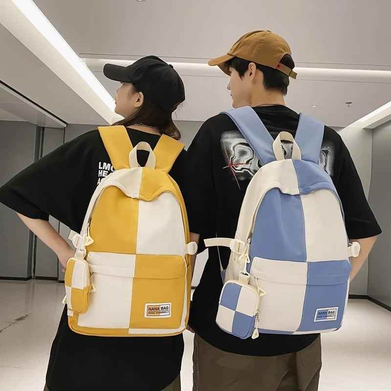 B3110 Cool Backpack - Fashion College School Bag - Grid Pattern - Touchy Style