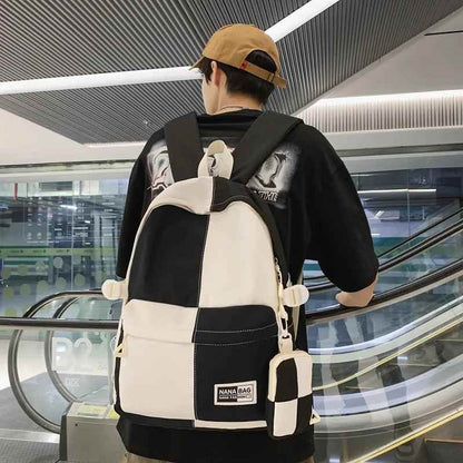 B3110 Cool Backpack - Fashion College School Bag - Grid Pattern - Touchy Style