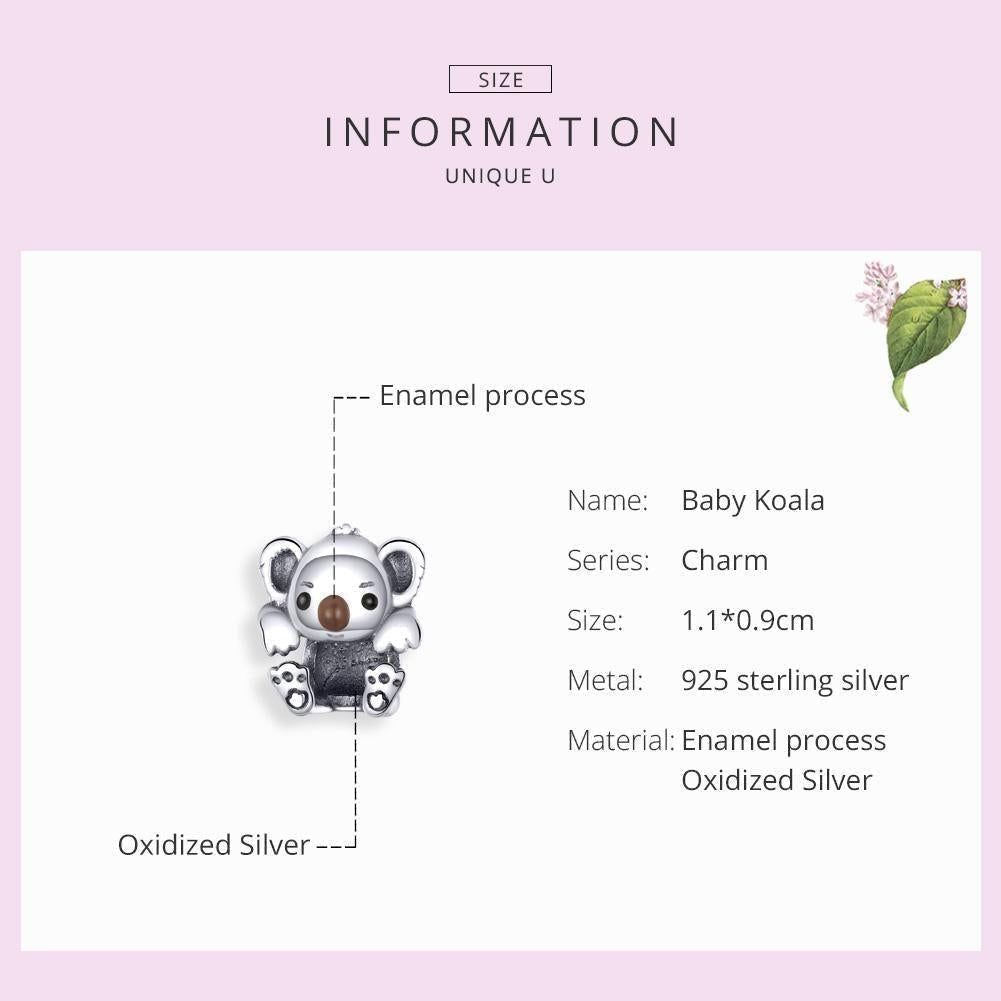 Baby Koala 925 Sterling Silver Pendant Charm Jewelry Without Chain - Touchy Style .