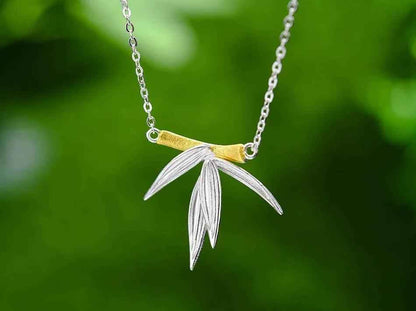 Bamboo Leaves Pendant Necklace Charm Jewelry - LFJF0081 - Touchy Style