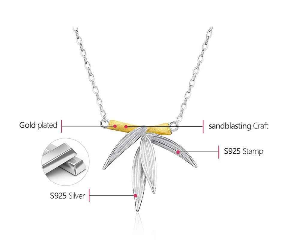 Bamboo Leaves Pendant Necklace Charm Jewelry - LFJF0081 - Touchy Style