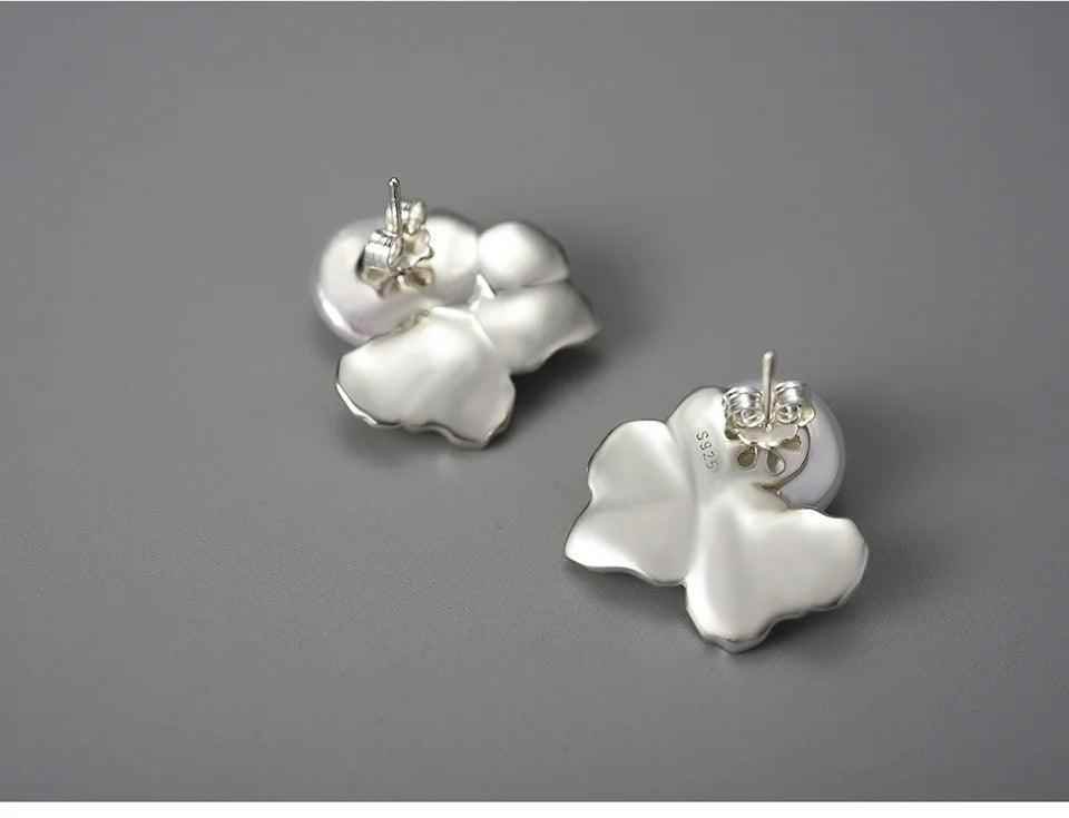 Baroque Pearl Leaves LFJA0134 Stud Earring Charm Jewelry 925 Sterling Silver - Touchy Style