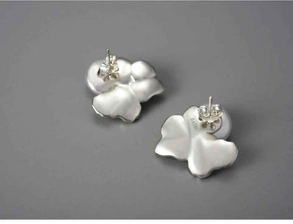 Baroque Pearl Leaves LFJA0134 Stud Earring Charm Jewelry 925 Sterling Silver - Touchy Style .