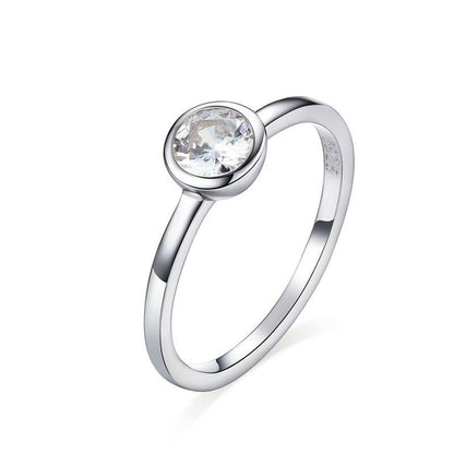 Basic Clear Zirconia Finger Ring Charm Jewelry 925 Sterling Silver RCJRTY53 - Touchy Style .