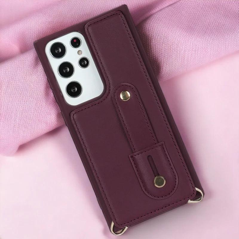 BCPC319 Leather Cute Phone Case for Galaxy S22 Ultra, S22 Plus, A54, 14, 34, 04, 13, 53, 52S, and M13 04S - Crossbody Card Slot - Touchy Style