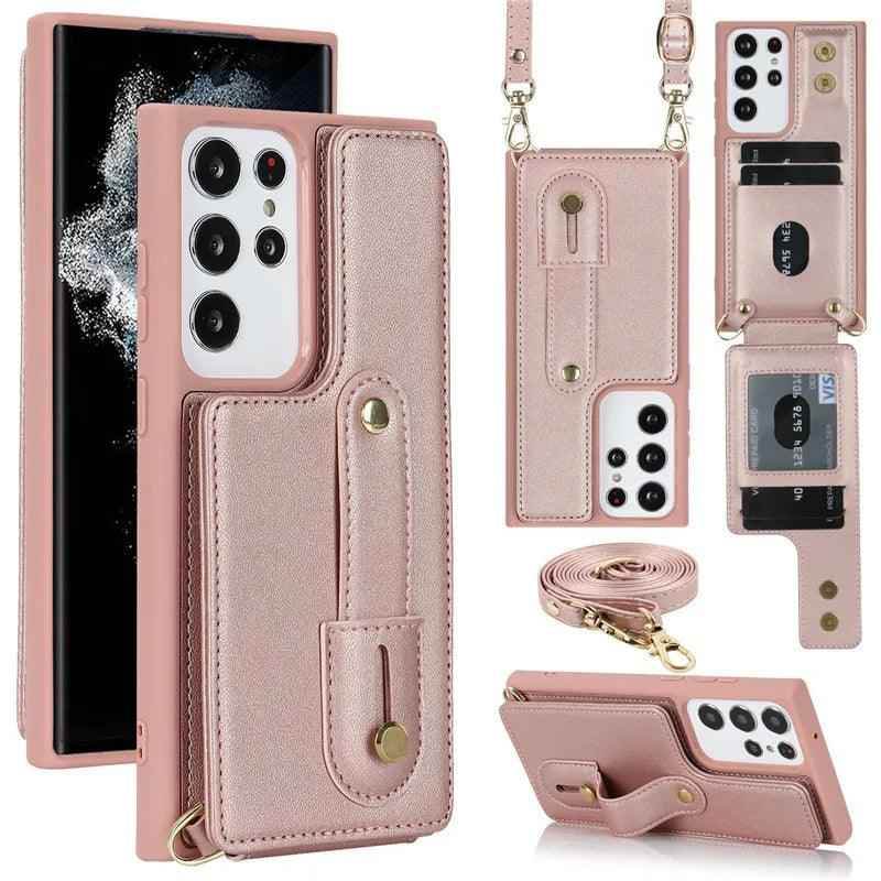 BCPC319 Leather Cute Phone Case for Galaxy S22 Ultra, S22 Plus, A54, 14, 34, 04, 13, 53, 52S, and M13 04S - Crossbody Card Slot - Touchy Style