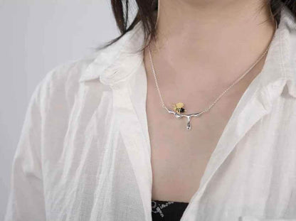 Bee Charm Jewelry Set - 925 Sterling Silver Necklace and Earring with Dripping Honey Pendant (LFJF0072) - Touchy Style