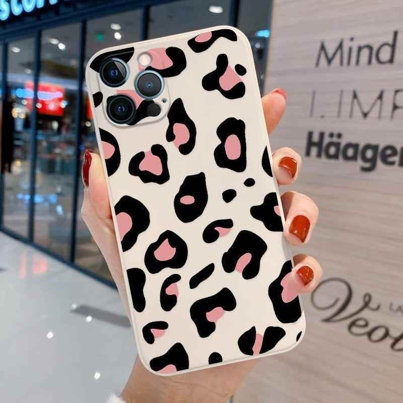 Beige Leopard Cute Phone Cases For iPhone 13 Pro Max 12 11 Pro Max XS Max XR X 7 8 Plus 11 - Touchy Style