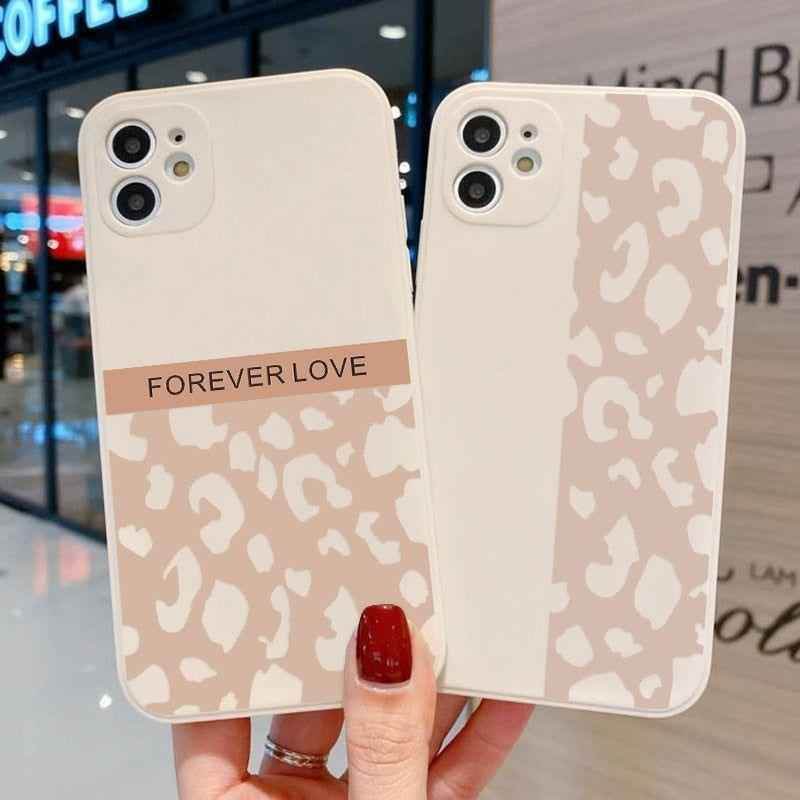 Beige Leopard Cute Phone Cases For iPhone 13 Pro Max 12 11 Pro Max XS Max XR X 7 8 Plus 11 - Touchy Style