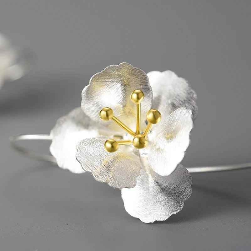 Big Elegant Flower Drop Earring Charm Jewelry - 925 Sterling Silver - LFJB0284 - Touchy Style