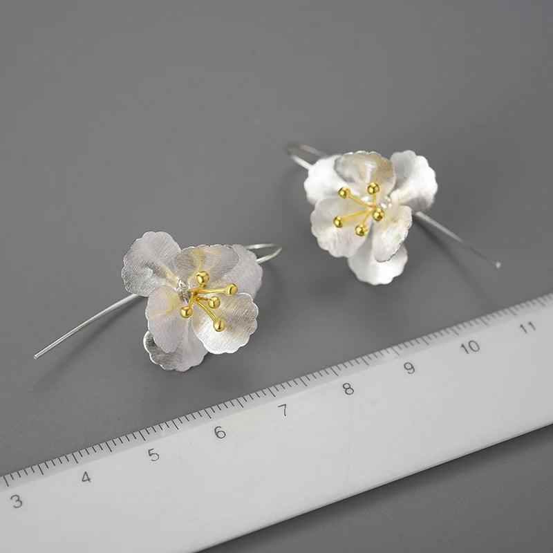 Big Elegant Flower Drop Earring Charm Jewelry - 925 Sterling Silver - LFJB0284 - Touchy Style .