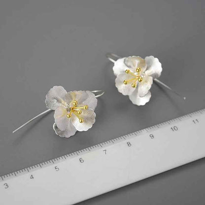Big Elegant Flower Drop Earring Charm Jewelry - 925 Sterling Silver - LFJB0284 - Touchy Style