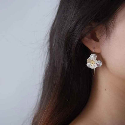 Big Elegant Flower Drop Earring Charm Jewelry - 925 Sterling Silver - LFJB0284 - Touchy Style