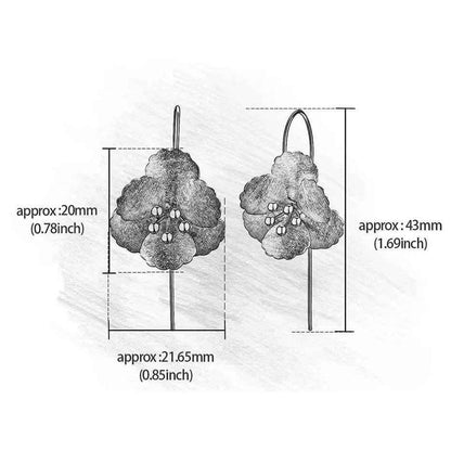 Big Elegant Flower Drop Earring Charm Jewelry - 925 Sterling Silver - LFJB0284 - Touchy Style