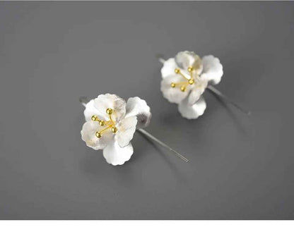 Big Elegant Flower Drop Earring Charm Jewelry - 925 Sterling Silver - LFJB0284 - Touchy Style