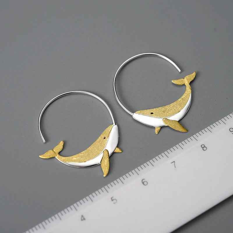 Big Whale LFJC0013 Hoop Earring Charm Jewelry 925 Sterling Silver - Touchy Style .