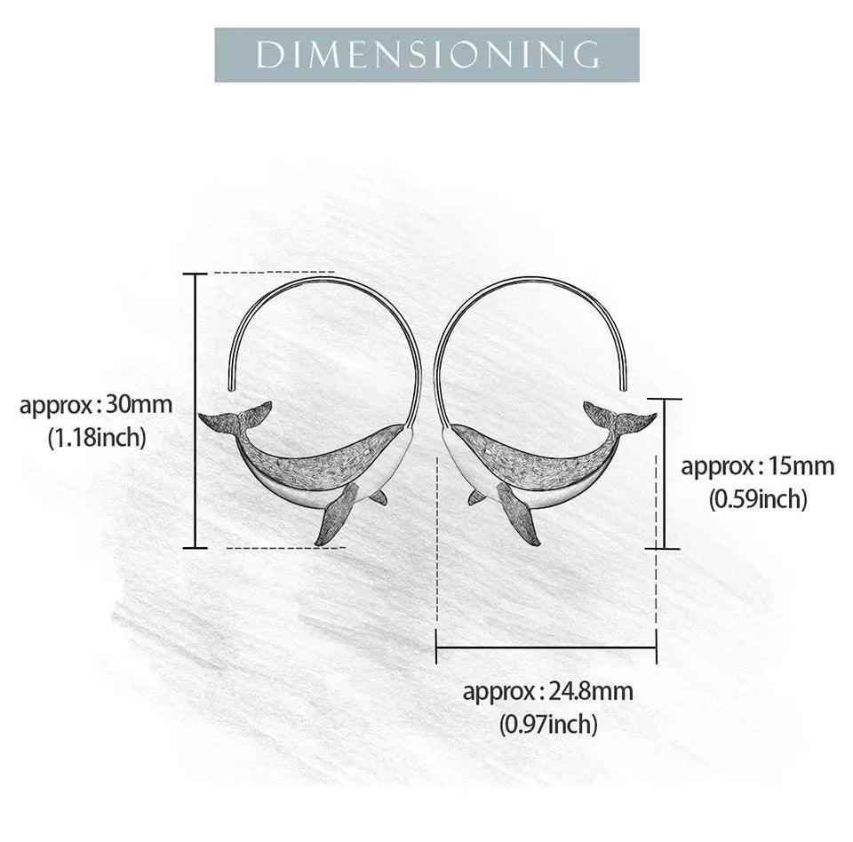 Big Whale LFJC0013 Hoop Earring Charm Jewelry 925 Sterling Silver - Touchy Style