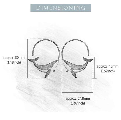 Big Whale LFJC0013 Hoop Earring Charm Jewelry 925 Sterling Silver - Touchy Style