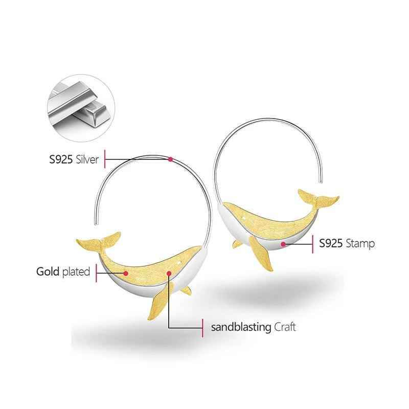 Big Whale LFJC0013 Hoop Earring Charm Jewelry 925 Sterling Silver - Touchy Style