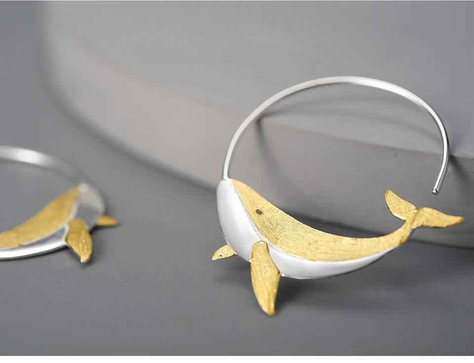 Big Whale LFJC0013 Hoop Earring Charm Jewelry 925 Sterling Silver - Touchy Style