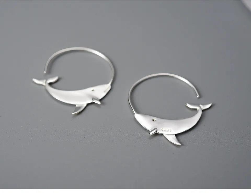 Big Whale LFJC0013 Hoop Earring Charm Jewelry 925 Sterling Silver - Touchy Style .