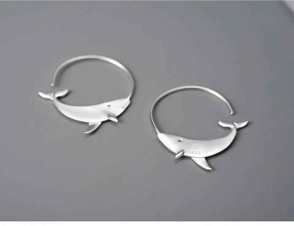 Big Whale LFJC0013 Hoop Earring Charm Jewelry 925 Sterling Silver - Touchy Style