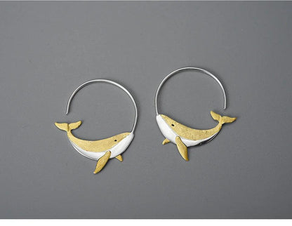 Big Whale LFJC0013 Hoop Earring Charm Jewelry 925 Sterling Silver - Touchy Style .