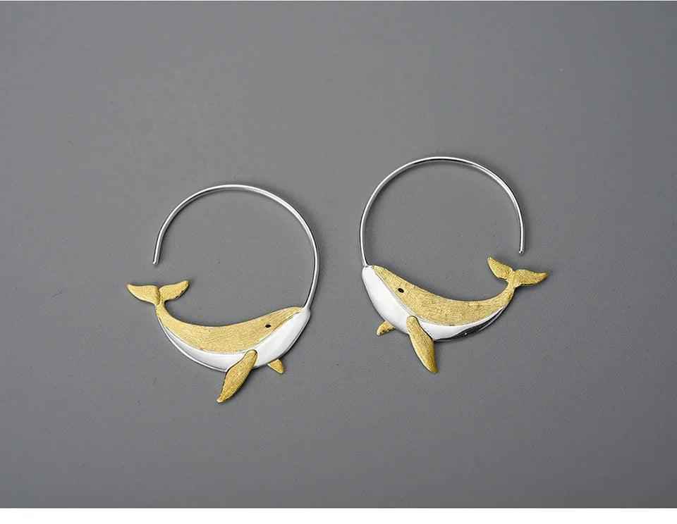 Big Whale LFJC0013 Hoop Earring Charm Jewelry 925 Sterling Silver - Touchy Style