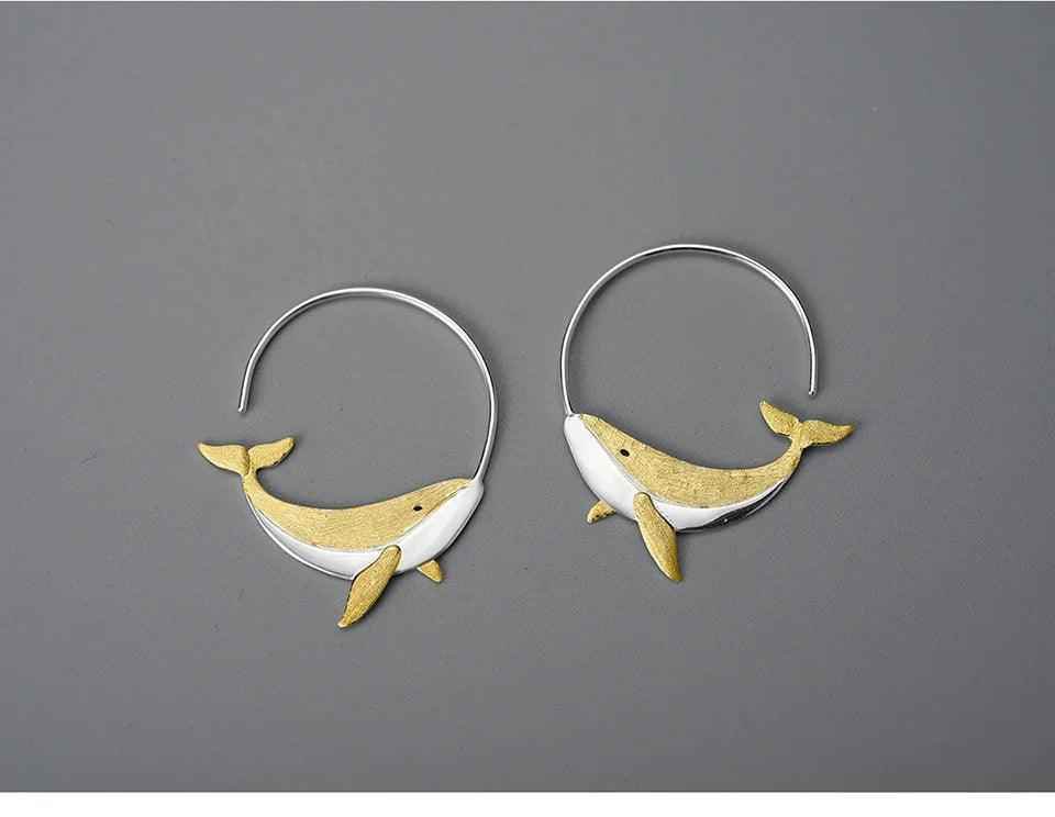 Big Whale LFJC0013 Hoop Earring Charm Jewelry 925 Sterling Silver - Touchy Style .