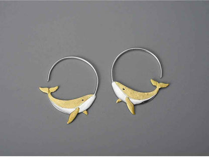 Big Whale LFJC0013 Hoop Earring Charm Jewelry 925 Sterling Silver - Touchy Style .