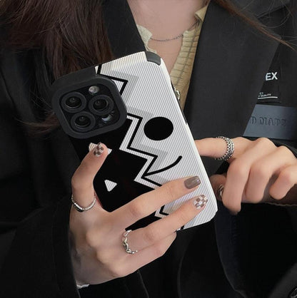Black &amp; White Funny Expression Cute Phone Case for iPhone 6, 7, 8 Plus, SE 2020, 11, 12 Pro Max, 13, 14, X, XS, XR, XS Max - Touchy Style .