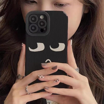 black-cute-cartoon-expression-phone-case-for-iphone-14-13-11-12-pro-max-mini-xs-max-x-xr-se-2020-7-8-plus-touchy-style