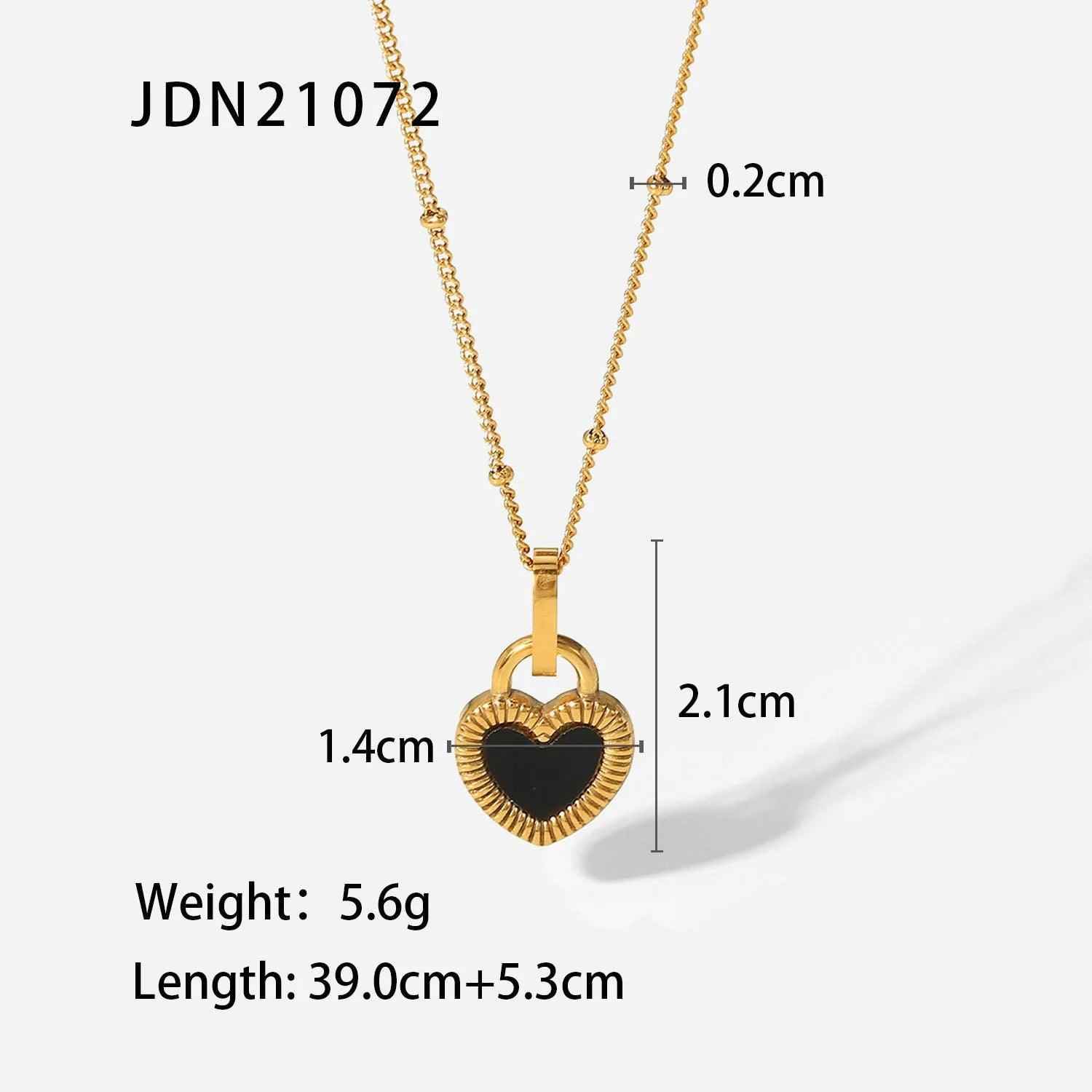 Black Double-Sided Heart Pendant Necklace Charm Jewelry NCJOI36 - Touchy Style .