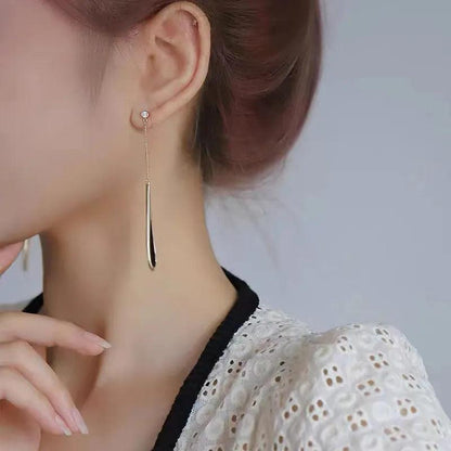 Black Drop Tassel Long Earrings Charm Jewelry - FV158 - Touchy Style .