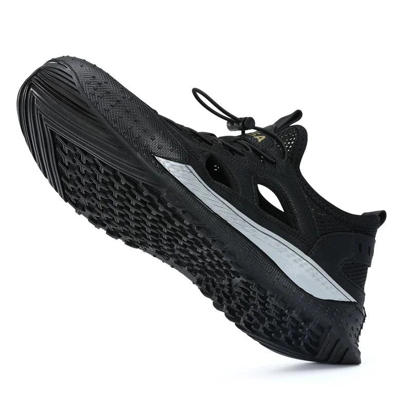 Black Hollow Out Safety Sneakers for Men - C3016 Casual Shoes - Touchy Style .