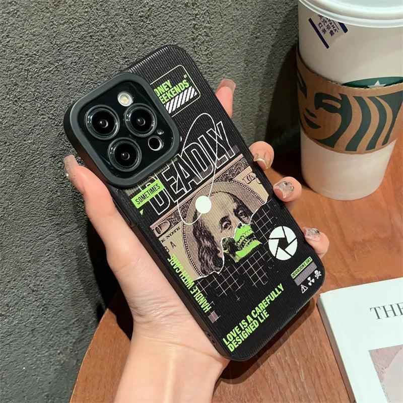 Black Retro Art Statue Letter Cover Cute Phone Case for iPhone 15, 14, 13, 11, 12 Pro Max, 7, 8 Plus, X, XS Max, and XR - Touchy Style