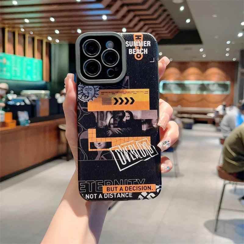 Black Retro Art Statue Letter Cover Cute Phone Case for iPhone 15, 14, 13, 11, 12 Pro Max, 7, 8 Plus, X, XS Max, and XR - Touchy Style
