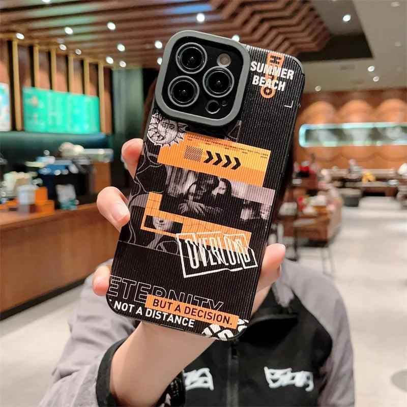 Black Retro Art Statue Letter Cover Cute Phone Case for iPhone 15, 14, 13, 11, 12 Pro Max, 7, 8 Plus, X, XS Max, and XR - Touchy Style