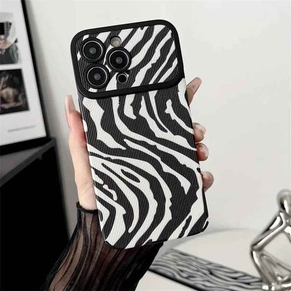 Black White Cute Zebra Stripe Phone Case for iPhone 11-15 Pro Max Plus - Soft Cover - Touchy Style .