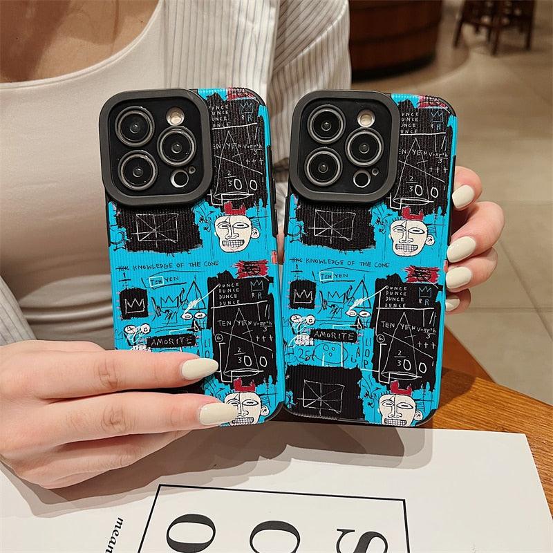 Blue Graffiti Retro Label Cute Phone Case Cover for iPhone 14, 13, 11, 12 Pro Max, 7, 8 Plus, X, XS Max, XR - Touchy Style .
