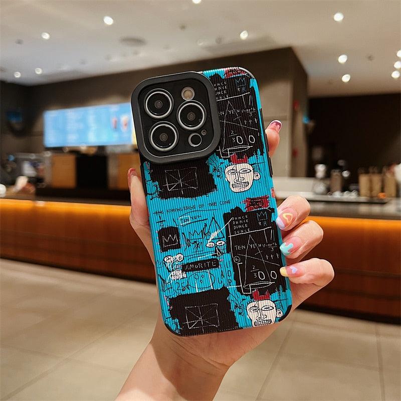 Blue Graffiti Retro Label Cute Phone Case Cover for iPhone 14, 13, 11, 12 Pro Max, 7, 8 Plus, X, XS Max, XR - Touchy Style .