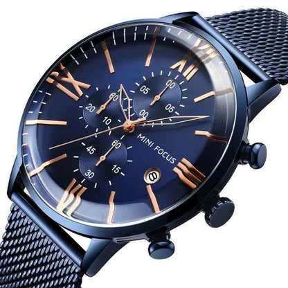 Blue Simple Cheap Watches For Men Stainless Steel Band MOS0405 - Touchy Style