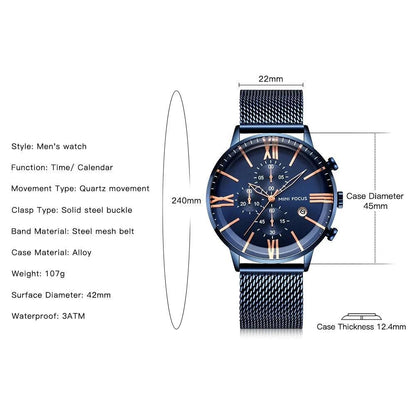 Blue Simple Cheap Watches For Men Stainless Steel Band MOS0405 - Touchy Style