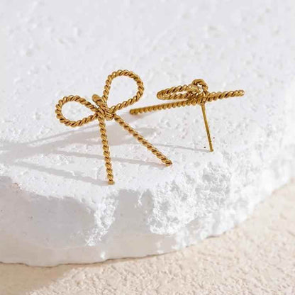 Bowknot Stud Earrings Charm Jewelry - Stainless Steel - TSJ35 - Touchy Style
