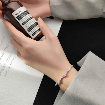 Bracelet Charm Jewelry 925 Sterling Silver Adjustable Chain Crystal Bowknot Bangle - Touchy Style